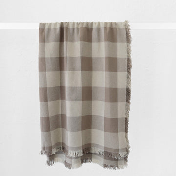 LA ROUVIERE CHECK LINEN THROW | 170X130CM | NATURAL + TAUPE CHECK