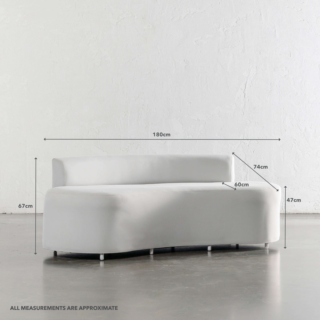 LAS COSTES OUTDOOR 2 SEATER SOFA  |  LIMED GAUZE | APPROXIMATE DIMENSIONS