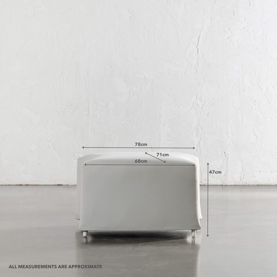 LAS COSTES OUTDOOR OTTOMAN  |  LIMED GAUZE | APPROXIMATE DIMENSIONS