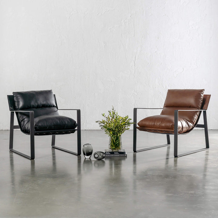 LAURENT LEATHER ARMCHAIR  |  NOIR BLACK LEATHER