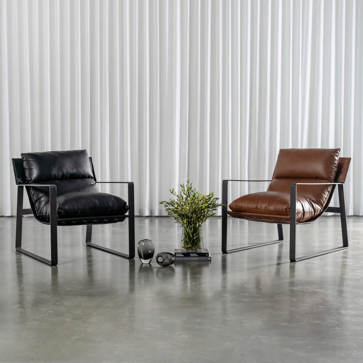 LAURENT LEATHER ARMCHAIR  |  NOIR BLACK LEATHER