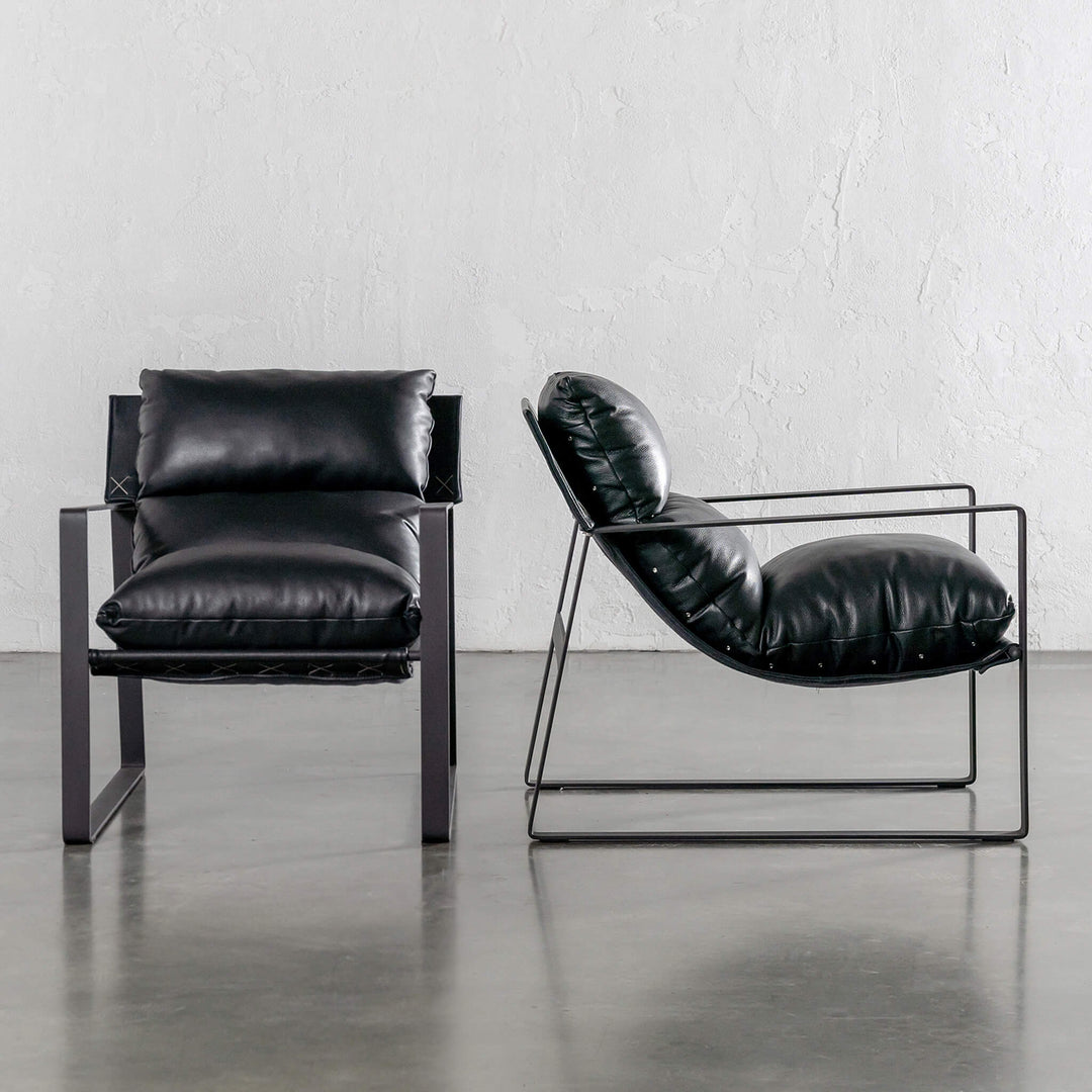 LAURENT LEATHER ARMCHAIR  |  NOIR BLACK LEATHER