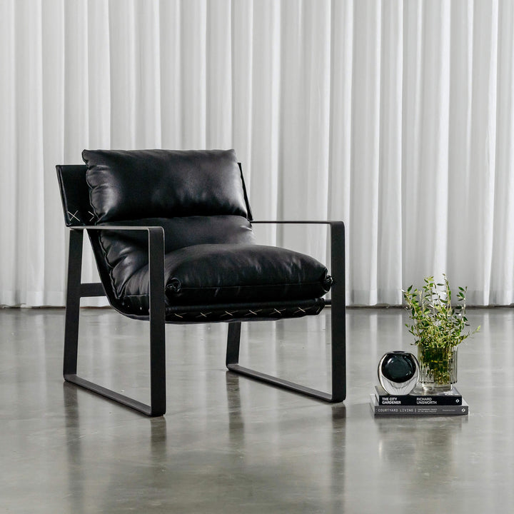 LAURENT LEATHER ARMCHAIR  |  NOIR BLACK LEATHER