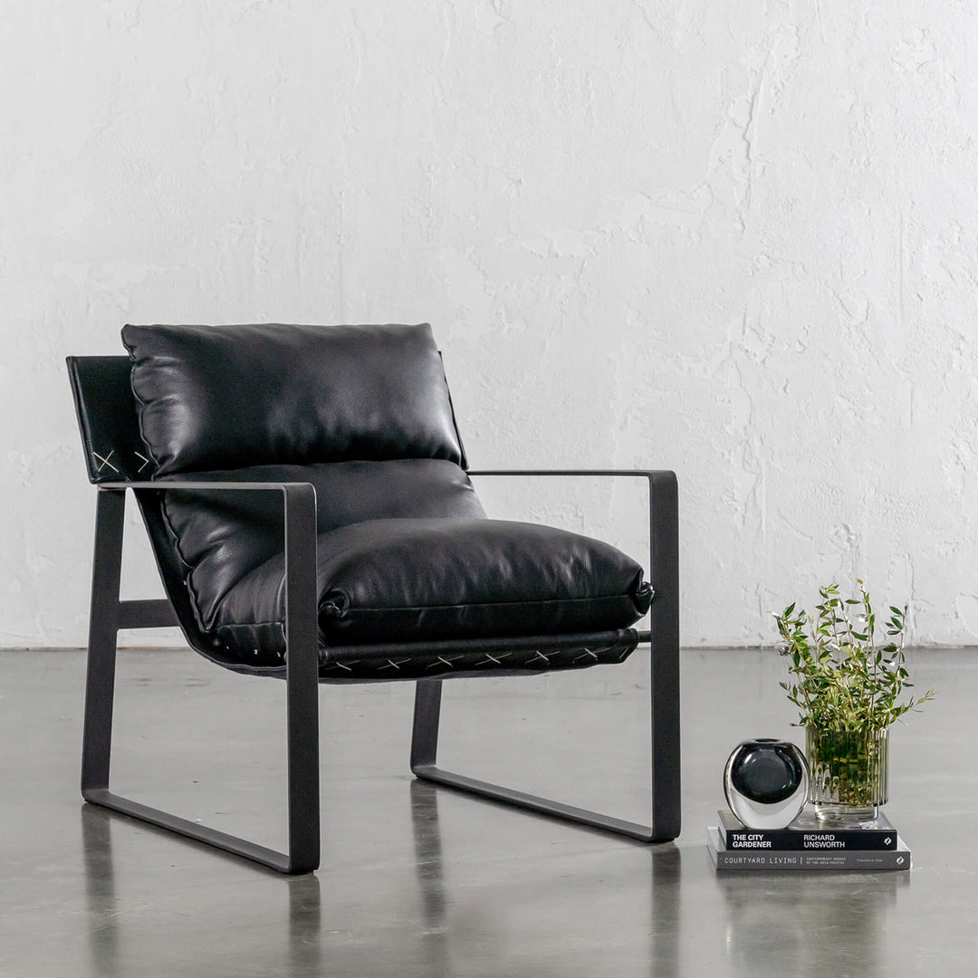 LAURENT LEATHER ARMCHAIR | NOIR BLACK LEATHER