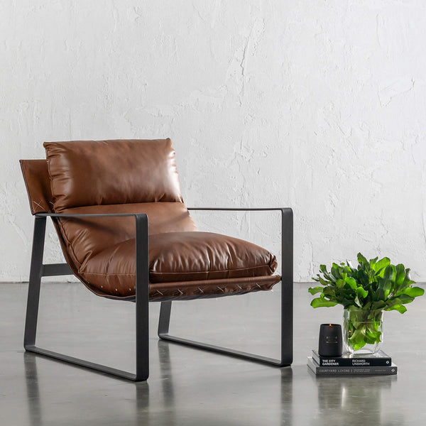 LAURENT LEATHER ARMCHAIR  |  COGNAC LEATHER