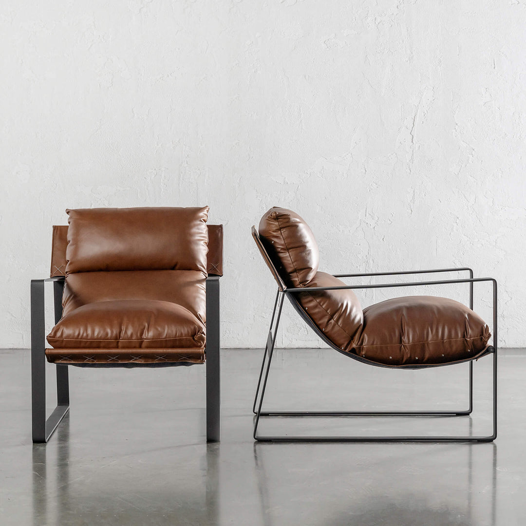 LAURENT LEATHER ARMCHAIR PACKAGE  |  COGNAC LEATHER  |   2 X LAURENT CHAIRS