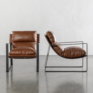 LAURENT LEATHER ARMCHAIR PACKAGE  |  COGNAC LEATHER  |   2 X LAURENT CHAIRS