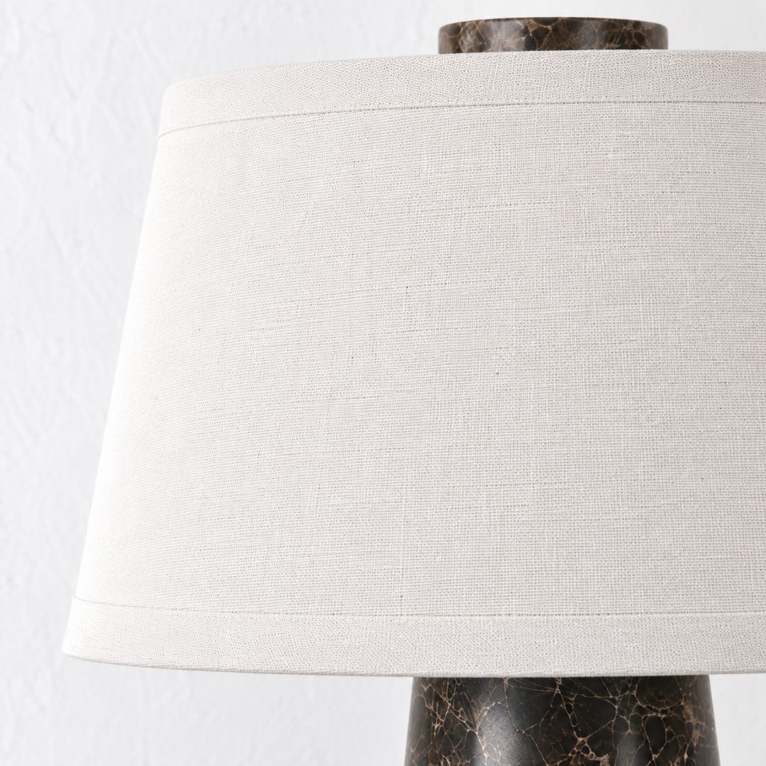 LAZZARA TABLE LAMP  | 43CM  |  MOCHA MARBLE + LINEN SHADE