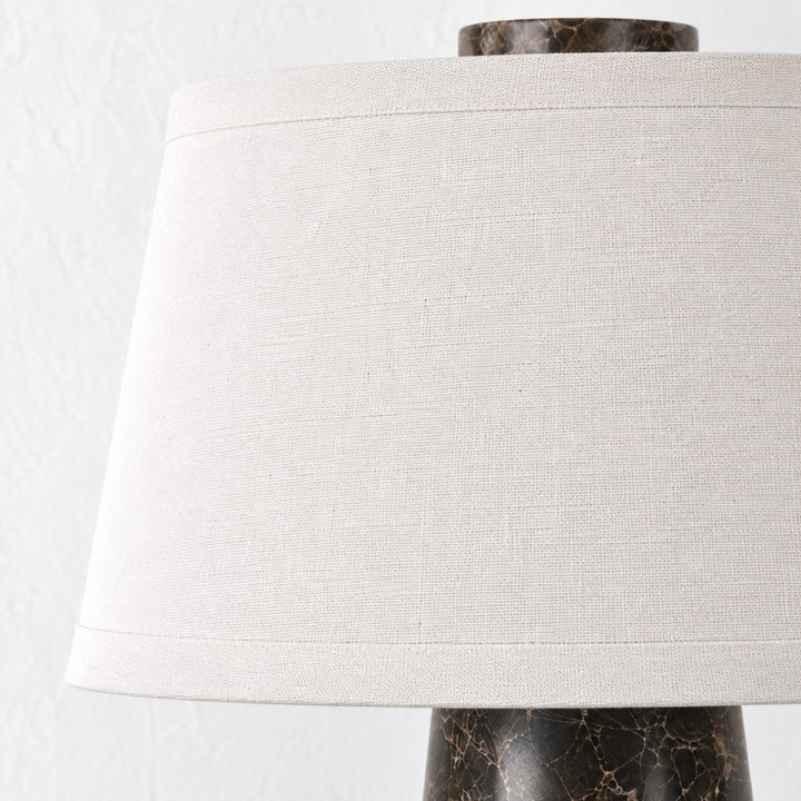LAZZARA TABLE LAMP  | 43CM  |  MOCHA MARBLE + LINEN SHADE