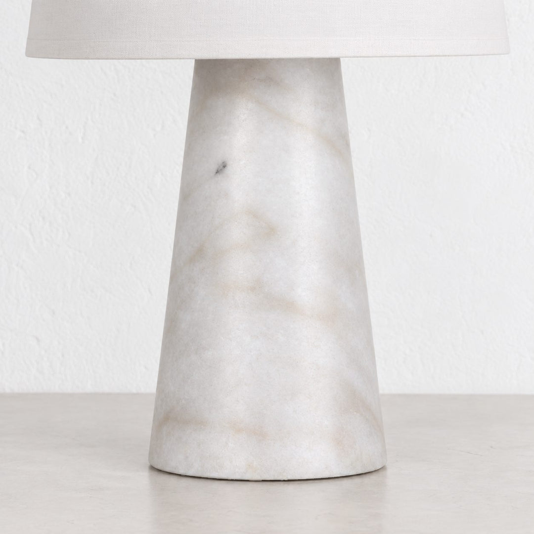LAZZARA TABLE LAMP  | 43CM  |  WHITE MARBLE + LINEN SHADE