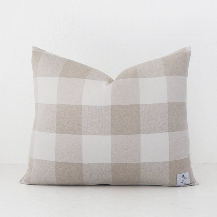 LA ROUVIERE CHECK CUSHION | NATURAL + OFF WHITE WIDE CHECK  |  50X60 LABEL V2