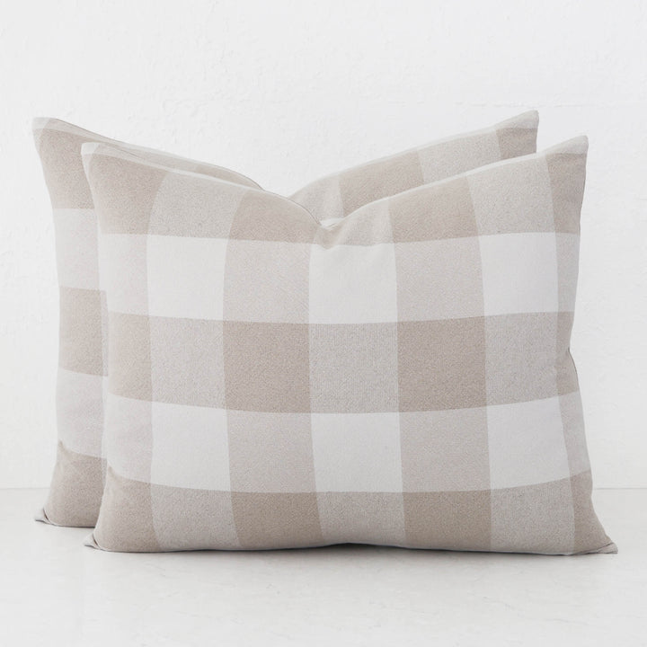 LA ROUVIERE CHECK CUSHION BUNDLES | NATURAL + OFF WHITE WIDE CHECK  |  50X60 V2