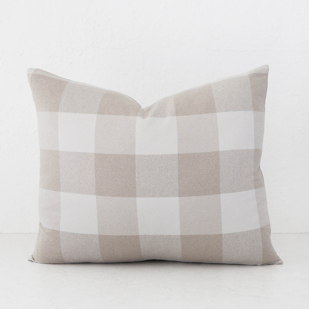 LA ROUVIERE CHECK CUSHION | NATURAL + OFF WHITE WIDE CHECK  |  50X60 V2
