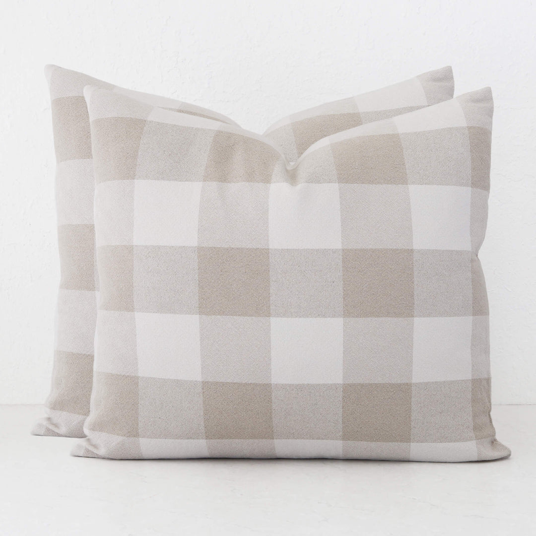 LA ROUVIERE CHECK CUSHION BUNDLES | NATURAL + OFF WHITE WIDE CHECK  |  60X60 V2