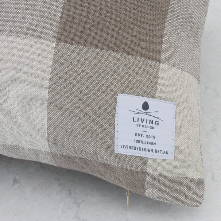 LA ROUVIERE CHECK LINEN CUSHION BUNDLES | NATURAL + TAUPE CHECK  |  40X60 | 50X60 | 60X60