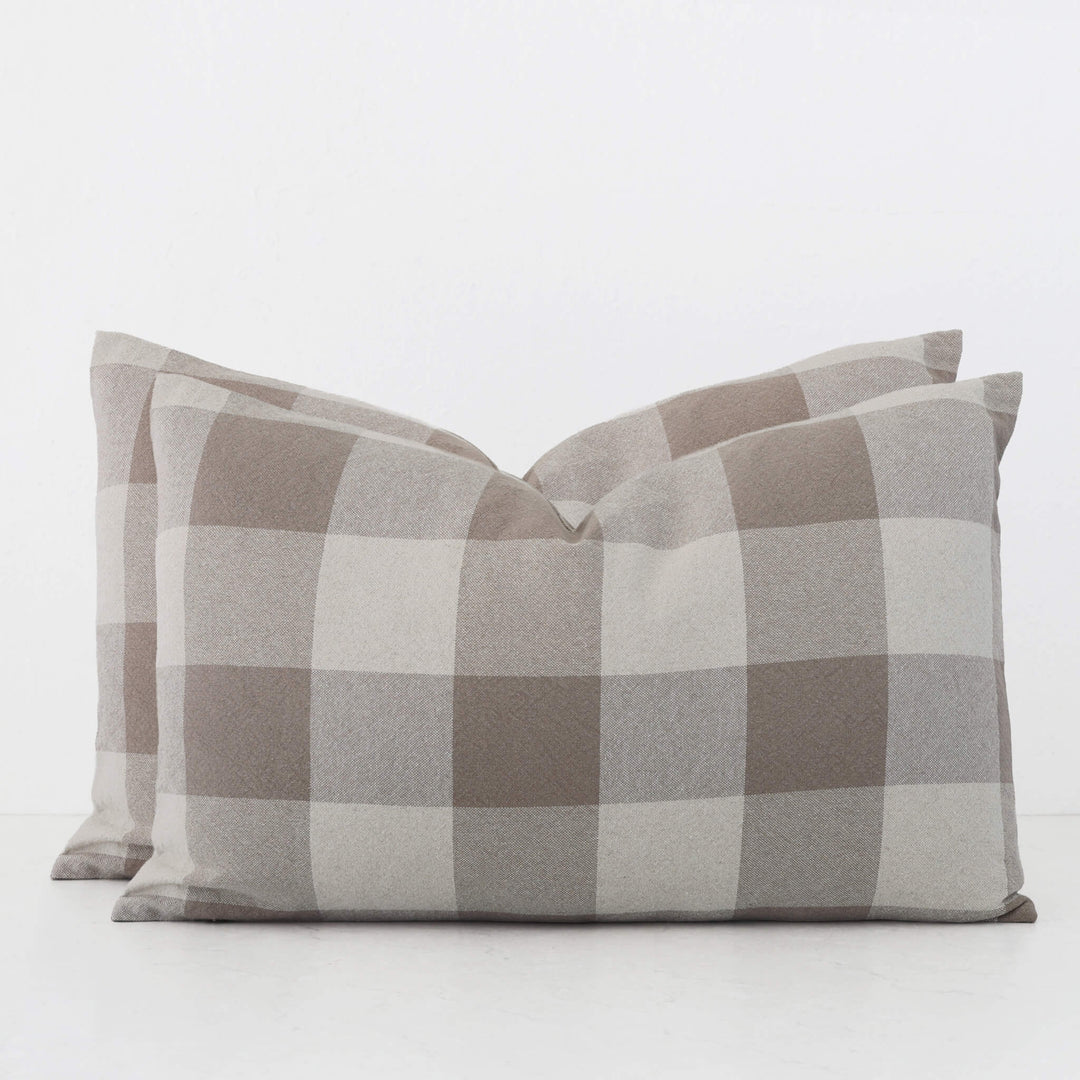 LA ROUVIERE CHECK CUSHION BUNDLES | NATURAL + TAUPE WIDE CHECK  |  40X60 V3