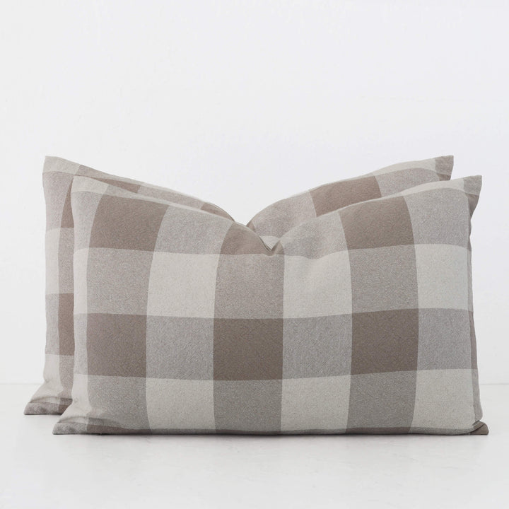 LA ROUVIERE CHECK CUSHION BUNDLES | NATURAL + TAUPE WIDE CHECK  |  40X60 V3