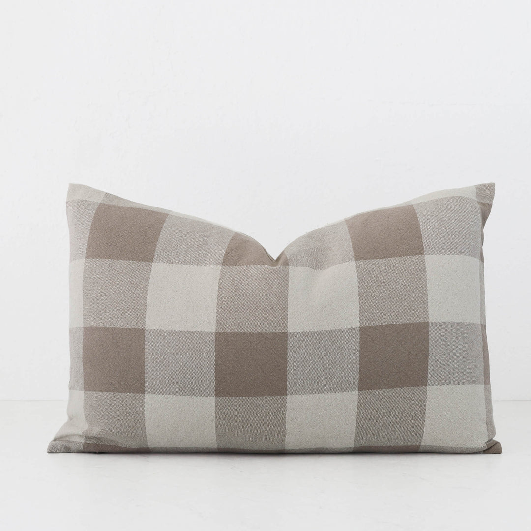 LA ROUVIERE CHECK CUSHION | NATURAL + TAUPE WIDE CHECK  |  40X60 V3