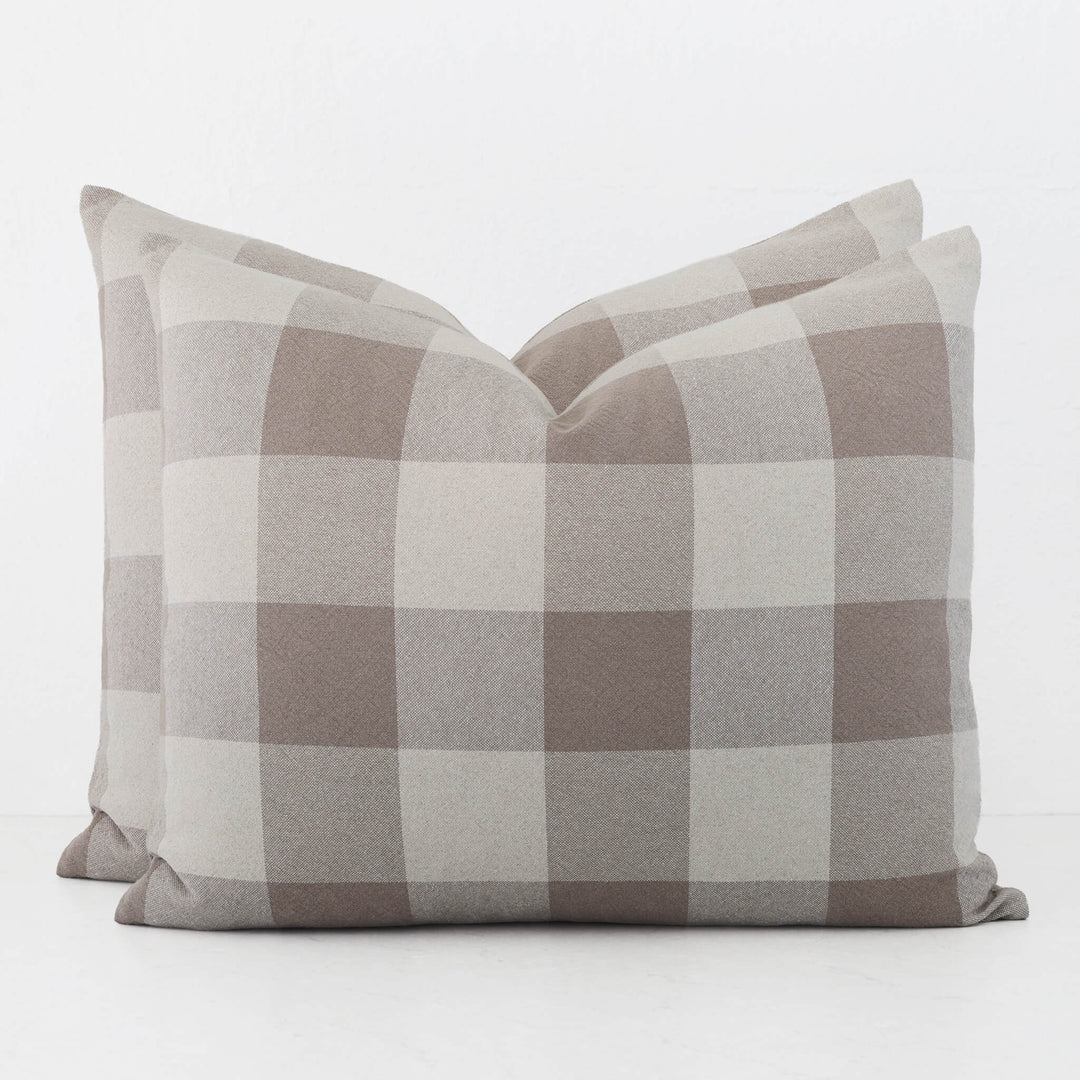 LA ROUVIERE CHECK CUSHION BUNDLES | NATURAL + TAUPE WIDE CHECK  |  50X60 V3