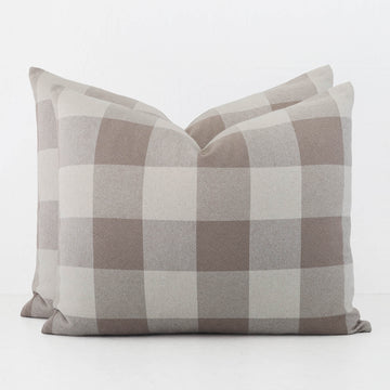 LA ROUVIERE CHECK CUSHION BUNDLES | NATURAL + TAUPE WIDE CHECK  |  50X60 V3