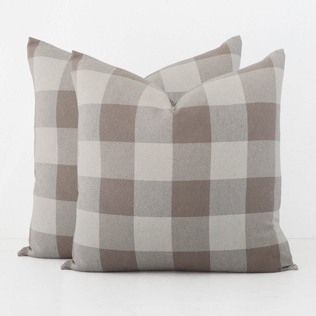 LA ROUVIERE CHECK CUSHION BUNDLES | NATURAL + TAUPE WIDE CHECK  |  60X60 V3