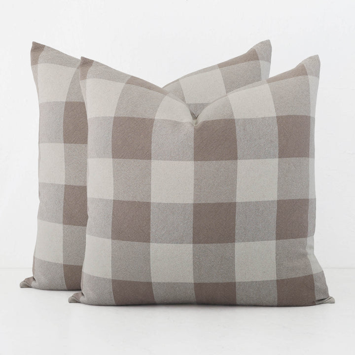 LA ROUVIERE CHECK CUSHION BUNDLES | NATURAL + TAUPE WIDE CHECK  |  60X60 V3