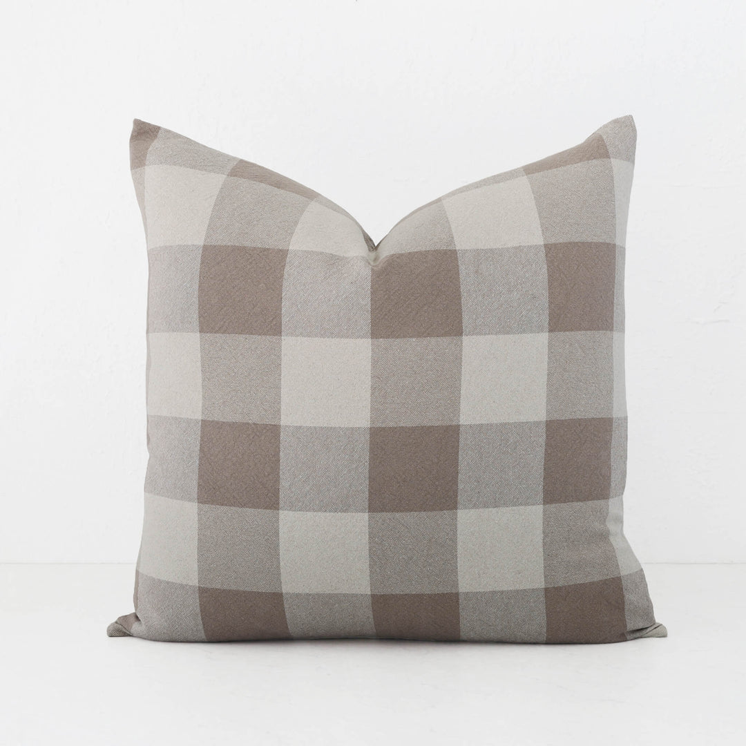 LA ROUVIERE CHECK CUSHION | NATURAL + TAUPE WIDE CHECK  |  60X60 V3