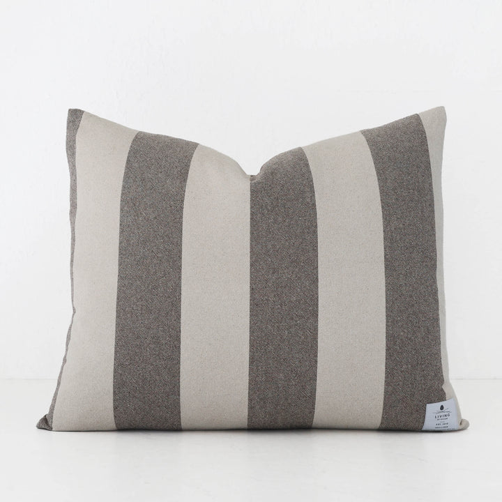 LA ROUVIERE STRIPE CUSHION | NATURAL + MOCHA WIDE STRIPE |  50X60 LABEL V3