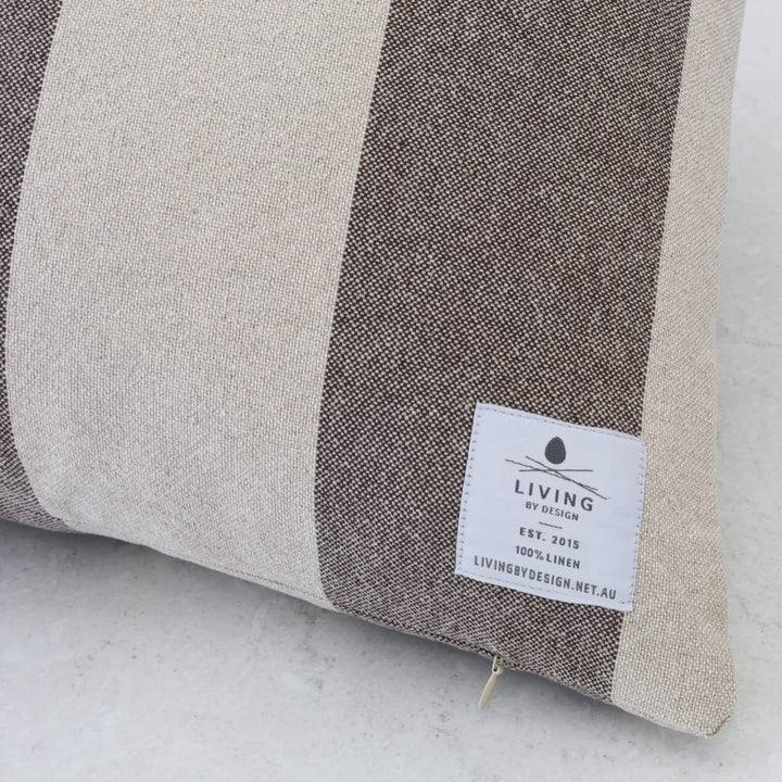 LA ROUVIERE STRIPE CUSHION | NATURAL + MOCHA WIDE STRIPE | 