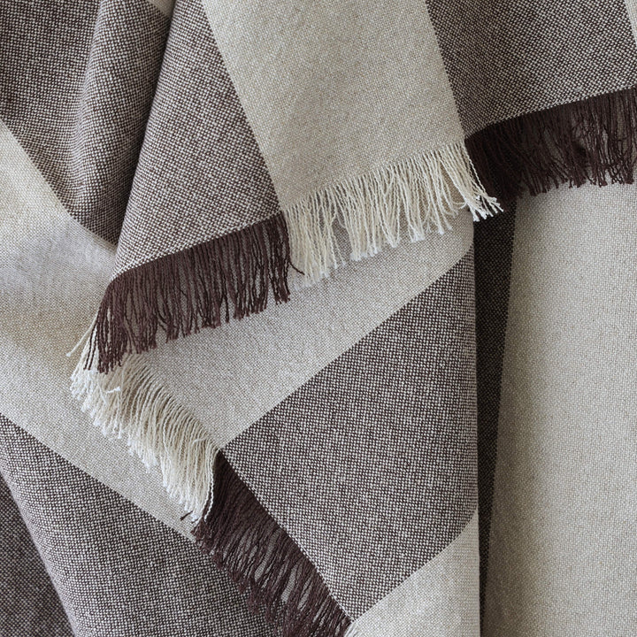 LA ROUVIERE STRIPE THROW  |  170X130CM  |  NATURAL + MOCHA WIDE STRIPE