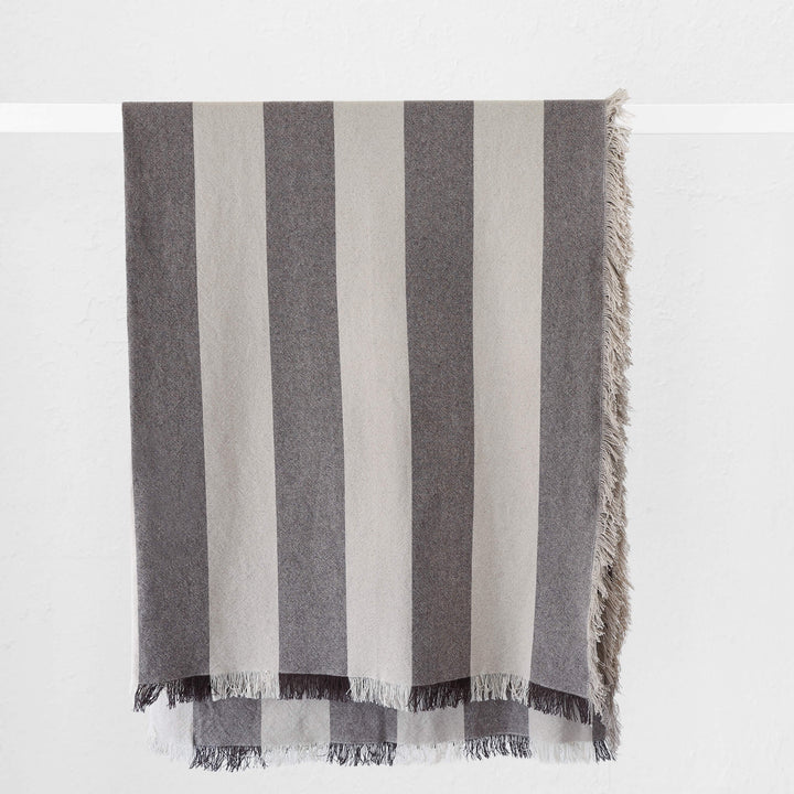 LA ROUVIERE STRIPE THROW  |  170X130CM  |  NATURAL + MOCHA WIDE STRIPE V2