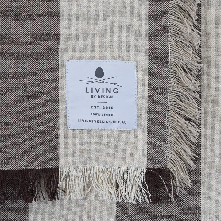 LA ROUVIERE STRIPE THROW  |  170X130CM  |  NATURAL + MOCHA WIDE STRIPE
