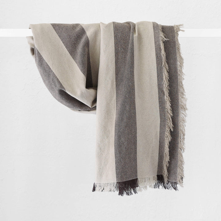 LA ROUVIERE STRIPE THROW  |  170X130CM  |  NATURAL + MOCHA WIDE STRIPE V2