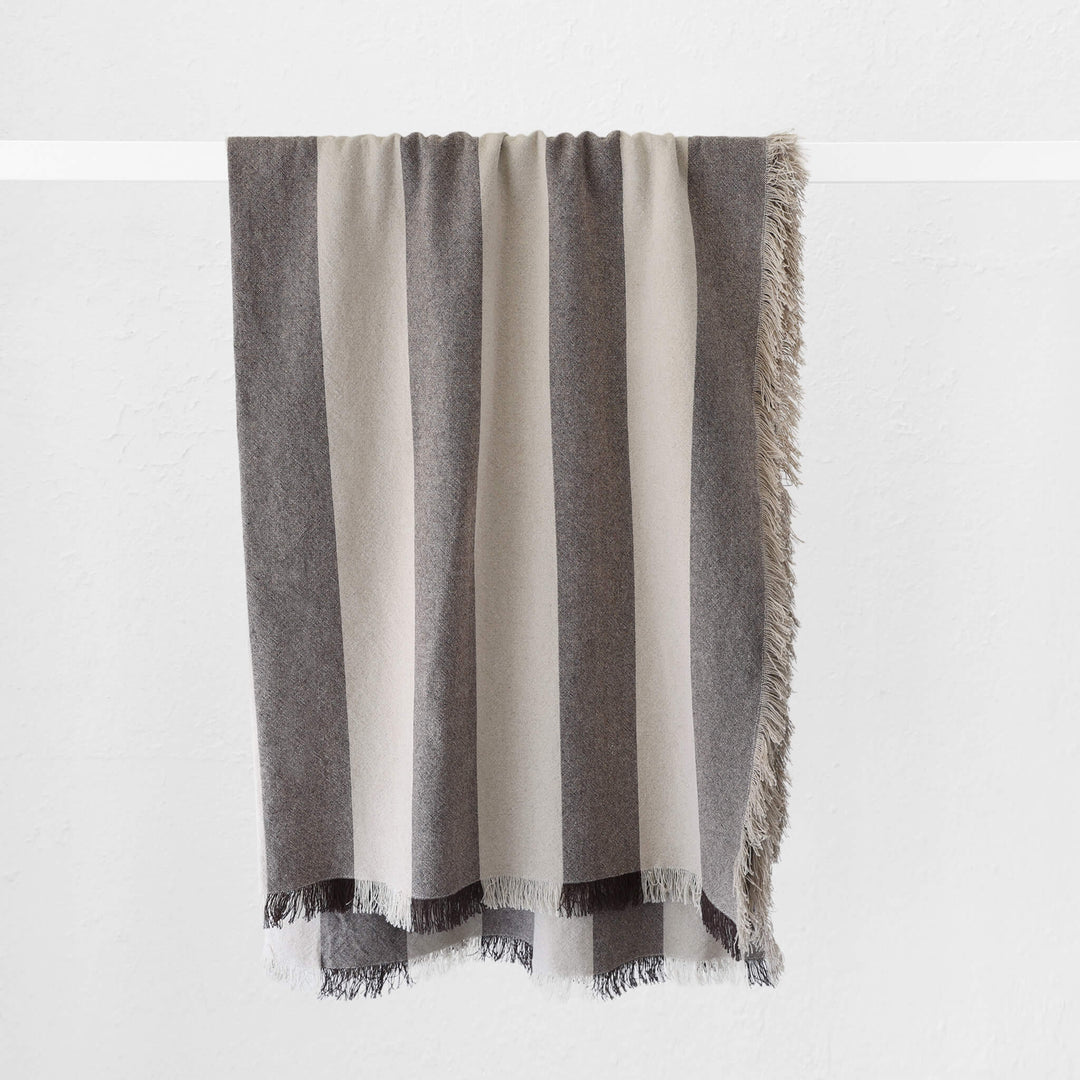 LA ROUVIERE STRIPE THROW  |  170X130CM  |  NATURAL + MOCHA WIDE STRIPE V2