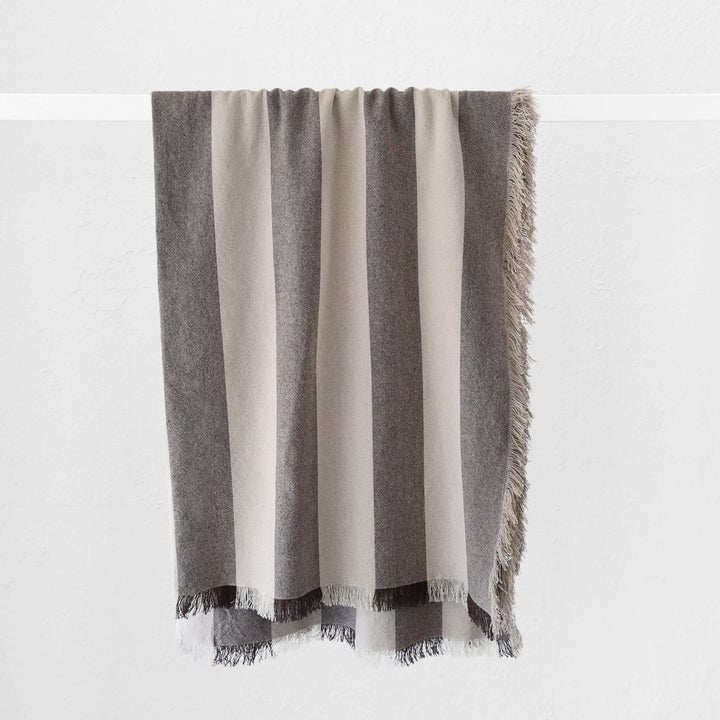 LA ROUVIERE STRIPE THROW  |  170X130CM  |  NATURAL + MOCHA WIDE STRIPE V2