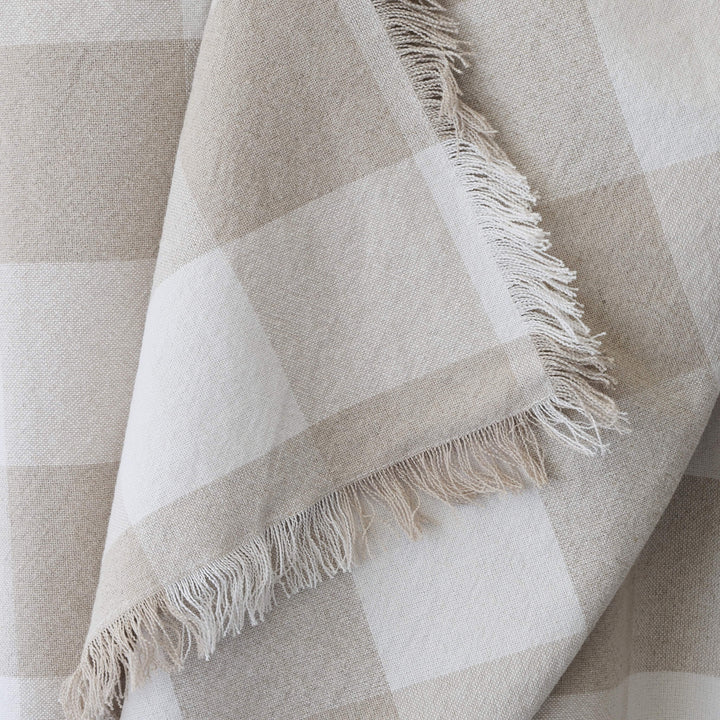 LA ROUVIERE CHECK THROW  |  170X130CM  |  NATURAL + OFF WHITE WIDE CHECK