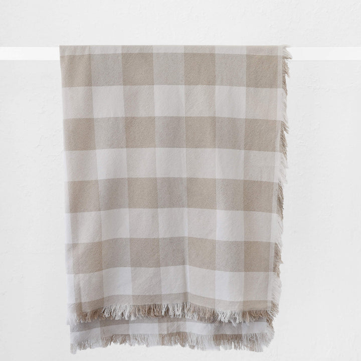 LA ROUVIERE CHECK THROW  |  170X130CM  |  NATURAL + OFF WHITE WIDE CHECK
