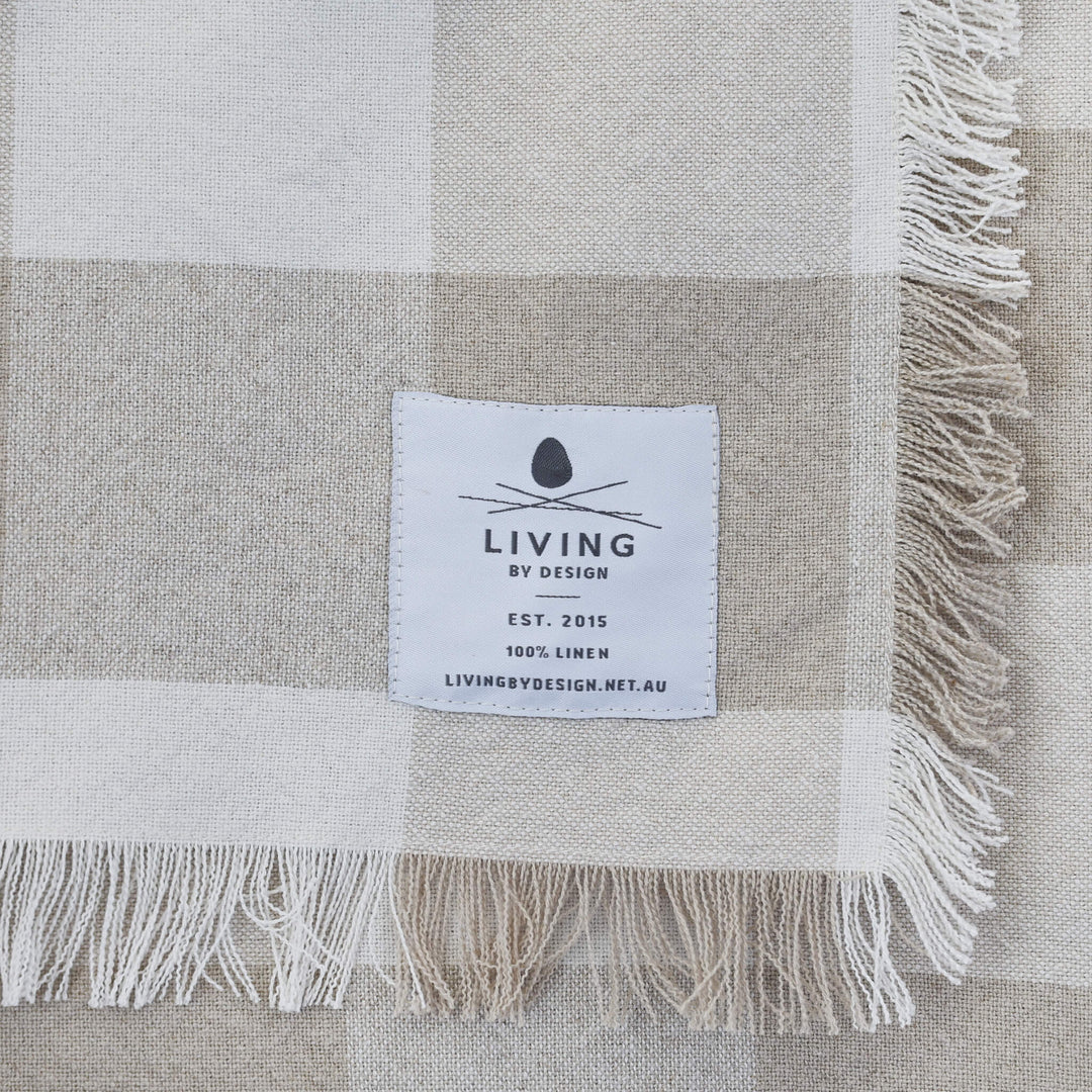 LA ROUVIERE CHECK THROW  |  170X130CM  |  NATURAL + OFF WHITE WIDE CHECK