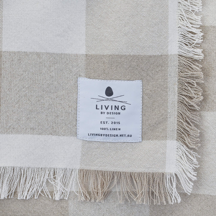 LA ROUVIERE CHECK THROW  |  170X130CM  |  NATURAL + OFF WHITE WIDE CHECK