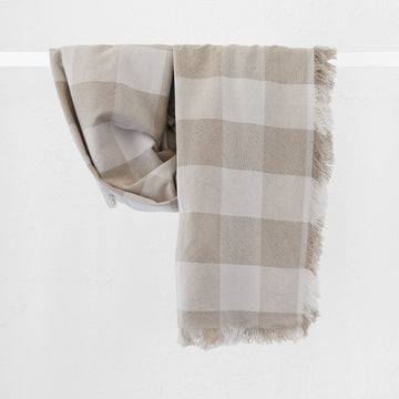 LA ROUVIERE CHECK THROW  |  170X130CM  |  NATURAL + OFF WHITE WIDE CHECK