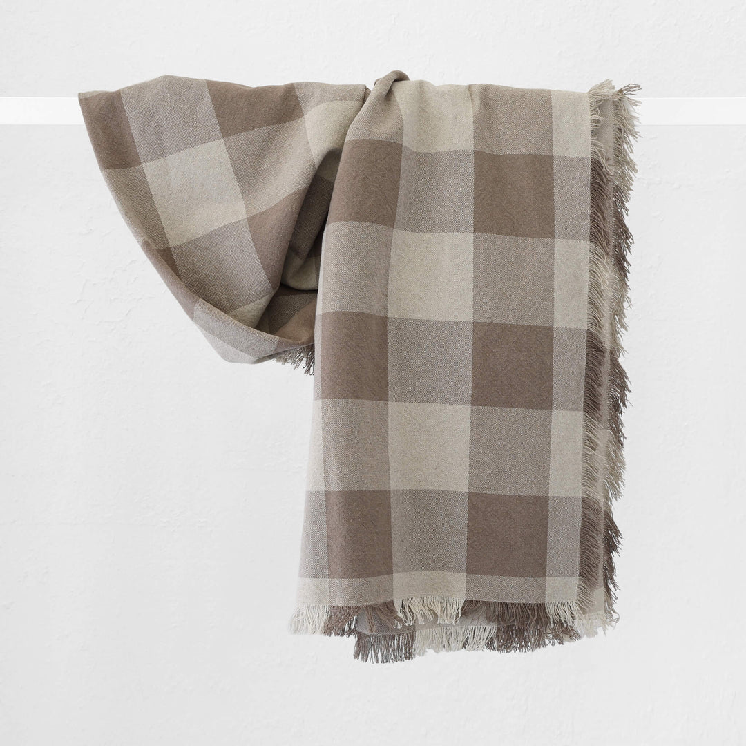 LA ROUVIERE CHECK THROW  |  170X130CM  |  NATURAL + TAUPE WIDE CHECK V2