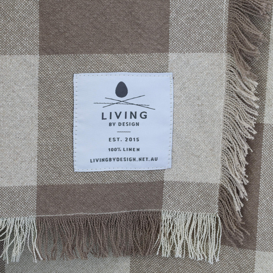 LA ROUVIERE CHECK THROW  |  170X130CM  |  NATURAL + TAUPE WIDE CHECK V2