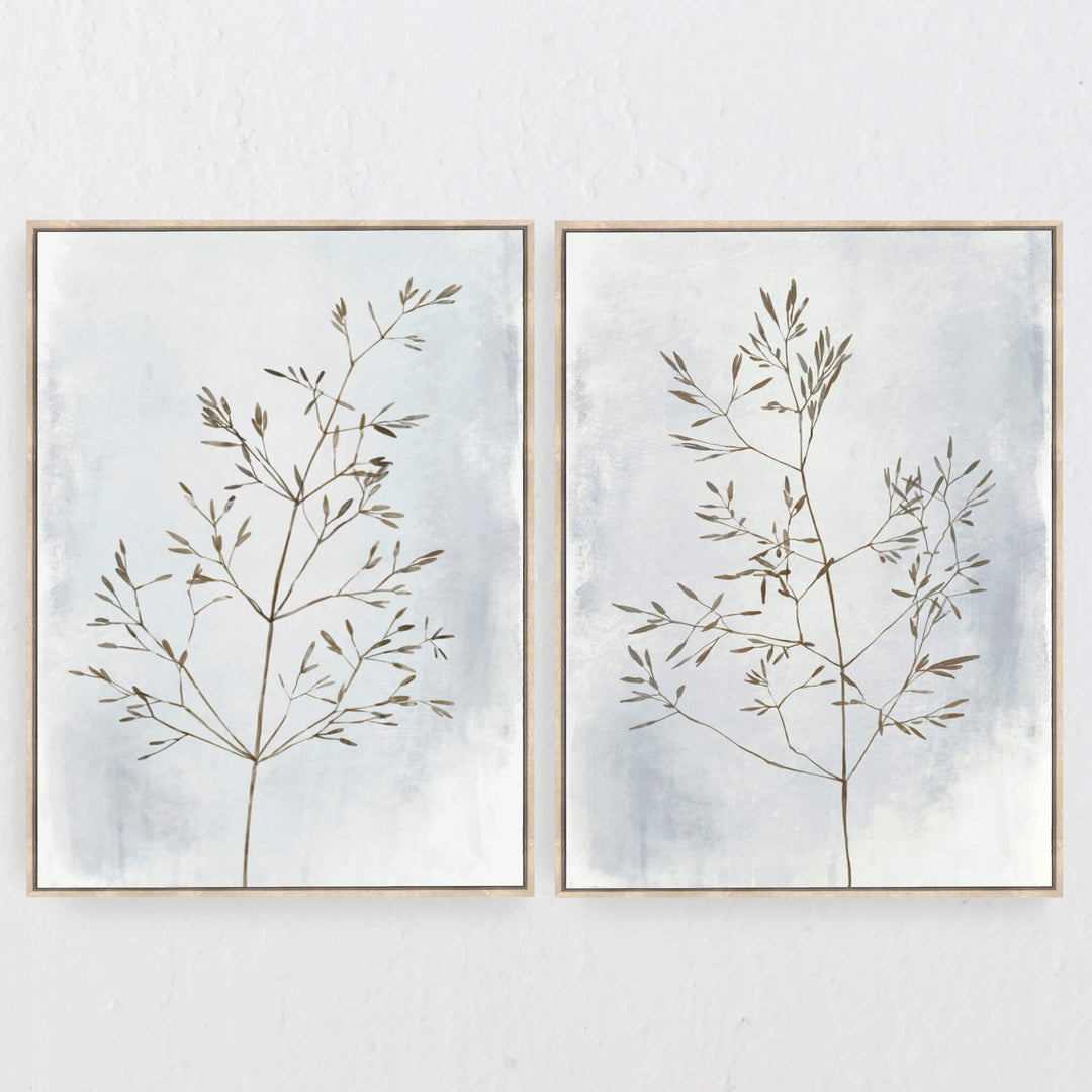 LBD EXCLUSIVE  |  CARMELO FRAMED CANVAS PRINT  |  SET OF 2  |  90CM X 120CM  |  NATURAL + SKY + OFF WHITE