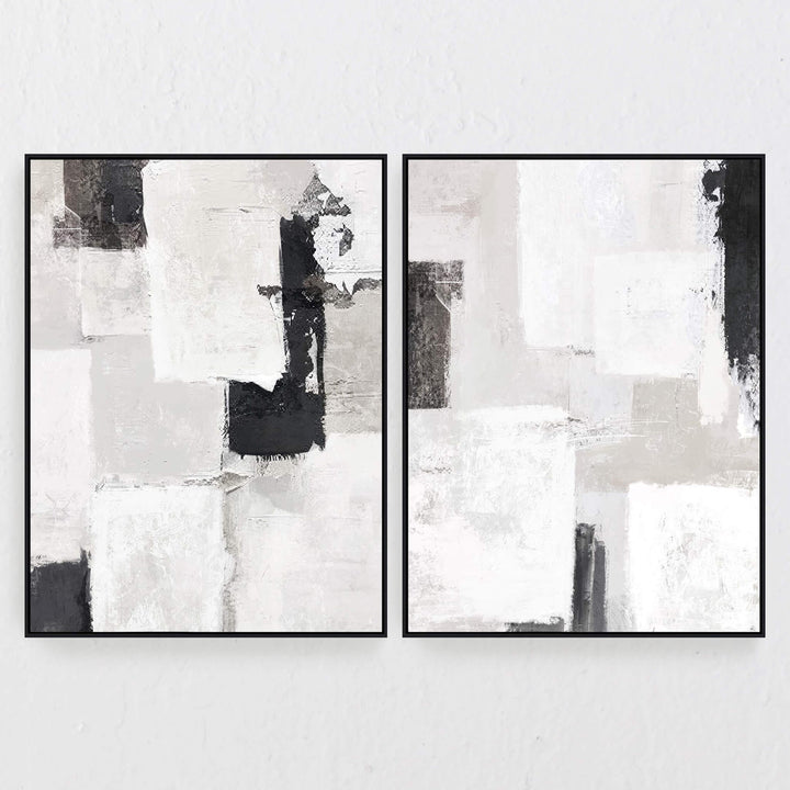 LBD EXCLUSIVE  |  PAULO FRAMED CANVAS PRINT  |  SET OF 2  |  100CM X 140CM  |  NATURAL + WHITE + BLACK