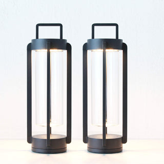 LBD EXCLUSIVE  |  PLAGE TOUQUET RECHARGEABLE INDOOR/OUTDOOR LED LANTERN BUNDLE X2 |  MATTE BLACK