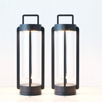 LBD EXCLUSIVE  |  PLAGE TOUQUET RECHARGEABLE INDOOR/OUTDOOR LED LANTERN BUNDLE X2 |  MATTE BLACK