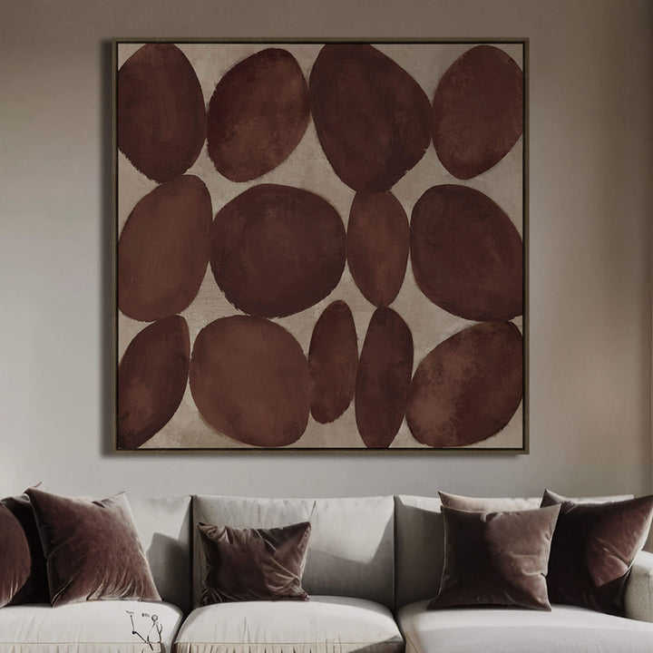 LBD EXCLUSIVE  |  BOLZANO FRAMED CANVAS PRINT  |  120X120CM  |  BURNT SIENNA + NATURAL  |  OAK NATURAL FRAME