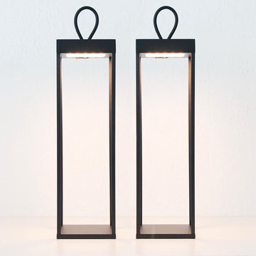 LBD EXCLUSIVE | DUNES DU MONT RECHARGEABLE LED INDOOR/OUTDOOR LANTERN BUNDLE X2 | MATTE BLACK
