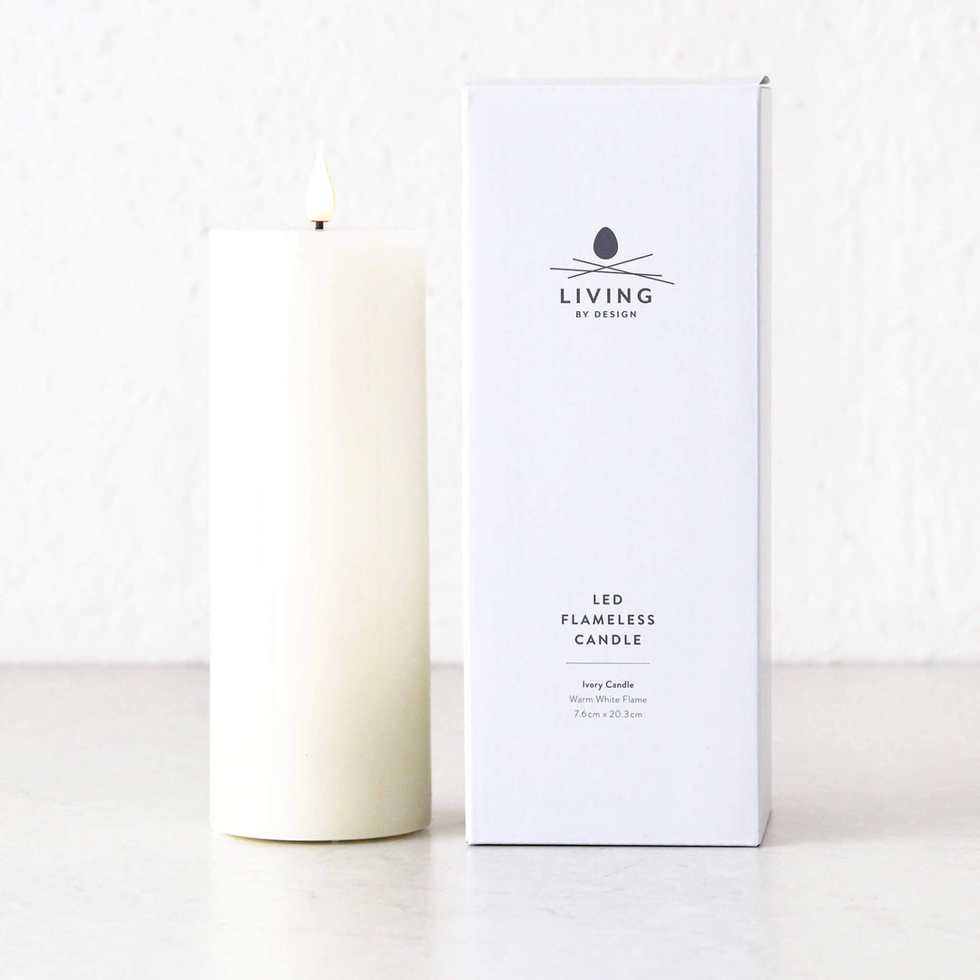 LBD EXCLUSIVE  |  LED FLAMELESS WAX CANDLE + REMOTE  |  IVORY  |  LARGE