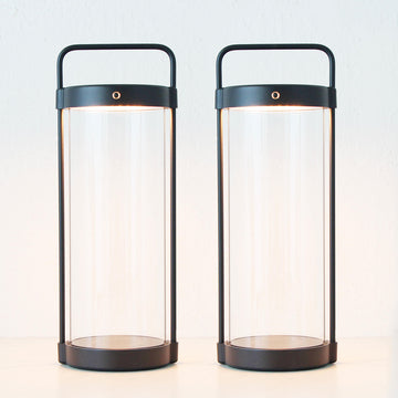 LBD EXCLUSIVE  |  SAINTE FRIEUX RECHARGEABLE INDOOR/OUTDOOR SOLAR LANTERN BUNDLE X2  |  MATTE BLACK